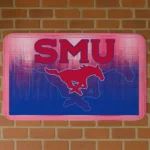 SMU Mustangs Pixel Blur Blue Doormat