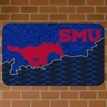 SMU Mustangs Tribal Detailing Blue Black Doormat