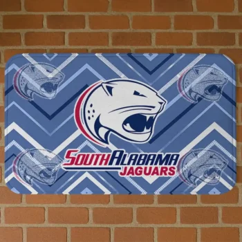 South Alabama Jaguars Chevron Geometrics Blue Doormat