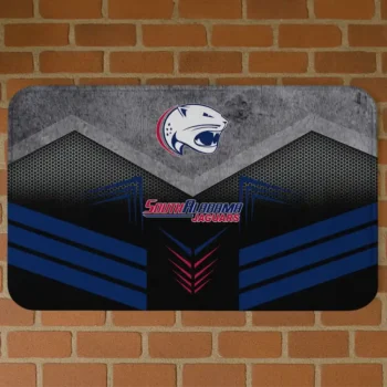 South Alabama Jaguars Chevron Points Blue Black Doormat