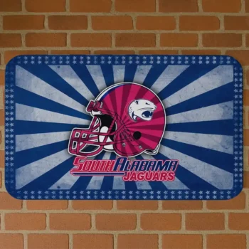South Alabama Jaguars Helmet Centerpiece Blue Doormat
