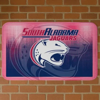 South Alabama Jaguars Pixel Blur Blue Doormat