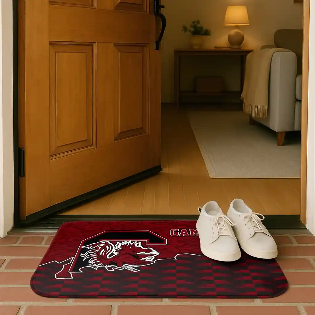 south-carolina-gamecocks-tribal-detailing-garnet-black-doormat-fashion-forward.webp