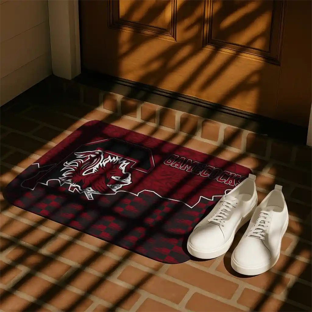 south-carolina-gamecocks-tribal-detailing-garnet-black-doormat-trendy.webp