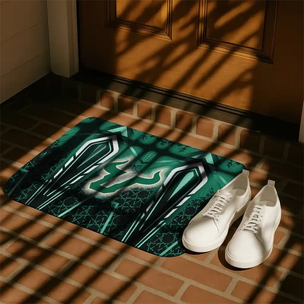south-florida-bulls-graphic-stripes-green-doormat-trendy.webp