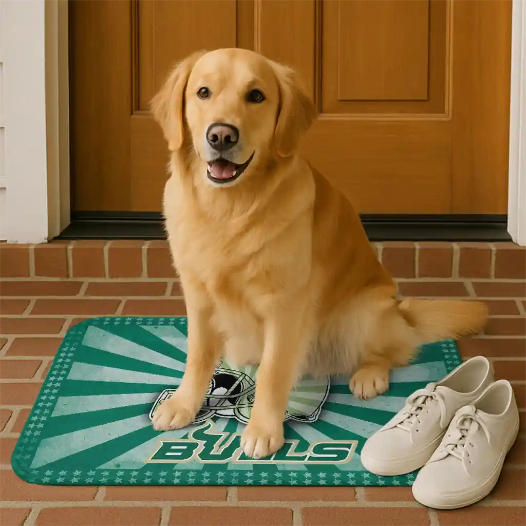 south-florida-bulls-helmet-centerpiece-green-doormat-high-quality.webp