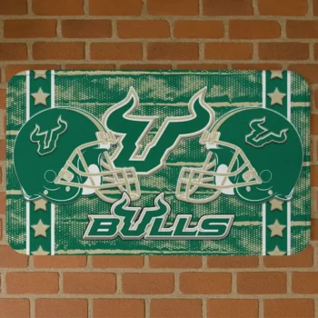 South Florida Bulls Helmet Illustration Green Doormat