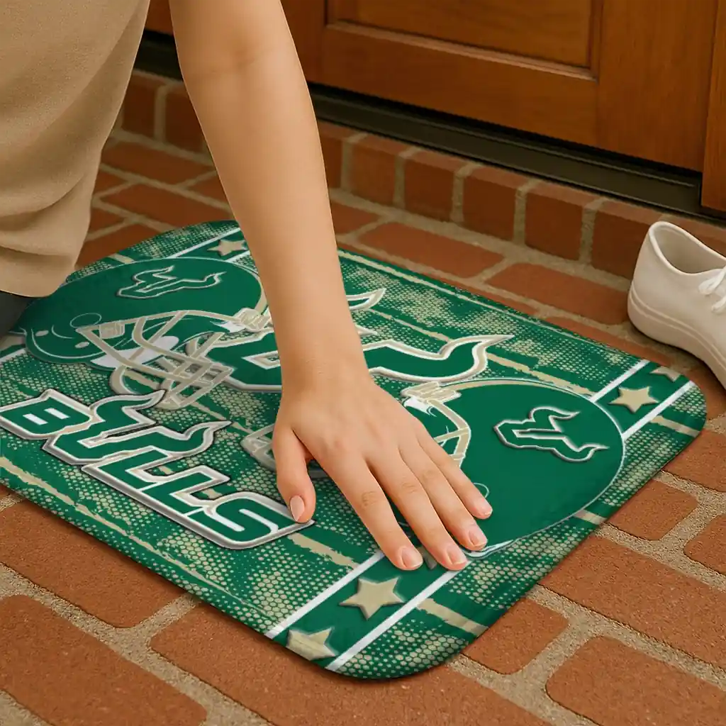 south-florida-bulls-helmet-illustration-green-doormat-premium-grade.webp