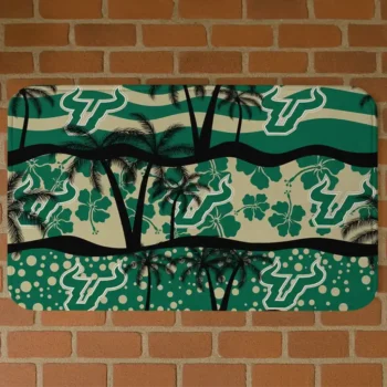 South Florida Bulls Palm Silhouette Green Black Doormat