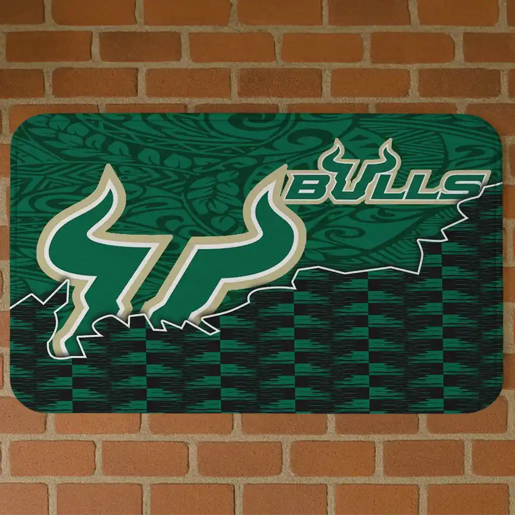 south-florida-bulls-tribal-detailing-green-black-doormat-best-selling.webp south florida bulls tribal detailing green black doormat best selling