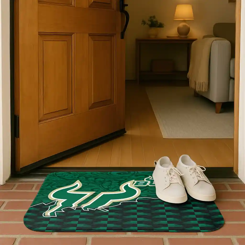 south-florida-bulls-tribal-detailing-green-black-doormat-fashion-forward.webp
