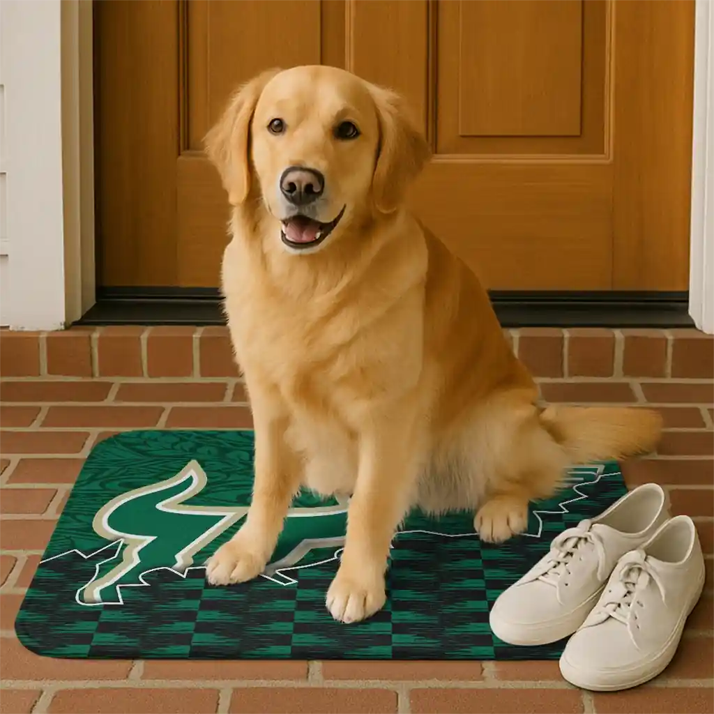 south-florida-bulls-tribal-detailing-green-black-doormat-high-quality.webp