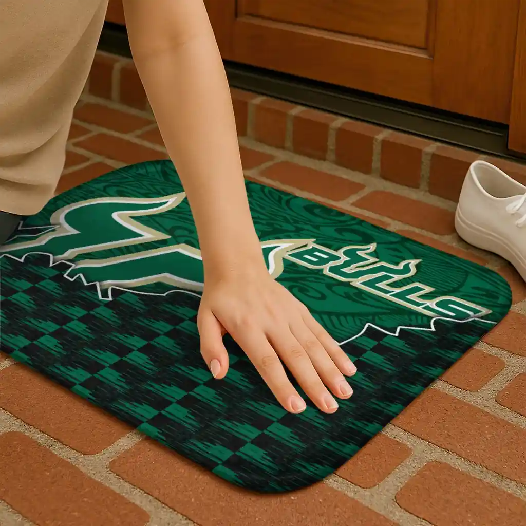 south-florida-bulls-tribal-detailing-green-black-doormat-premium-grade.webp