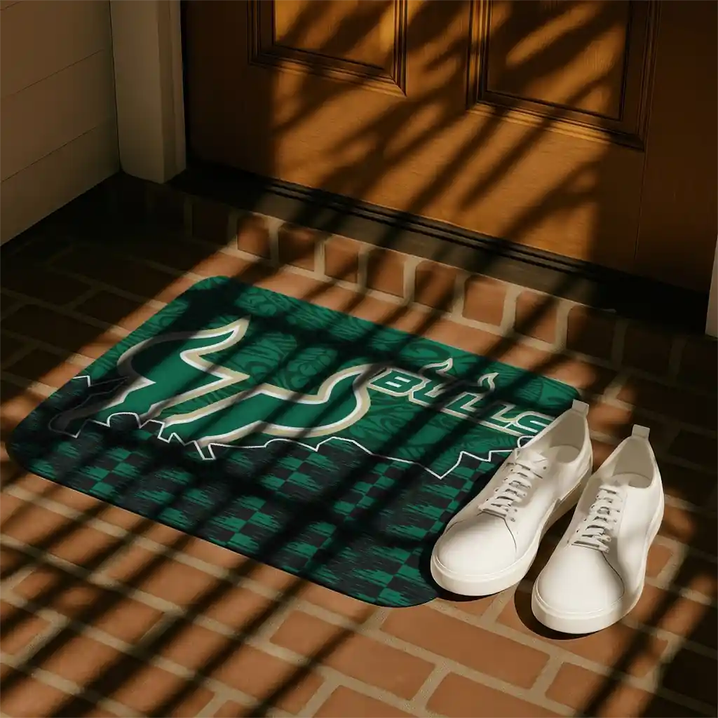 south-florida-bulls-tribal-detailing-green-black-doormat-trendy.webp
