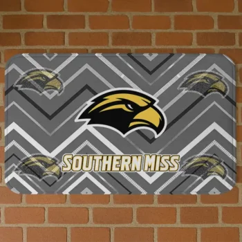 Southern Miss Golden Eagles Chevron Geometrics Black Doormat