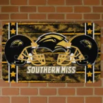 Southern Miss Golden Eagles Helmet Illustration Black Doormat