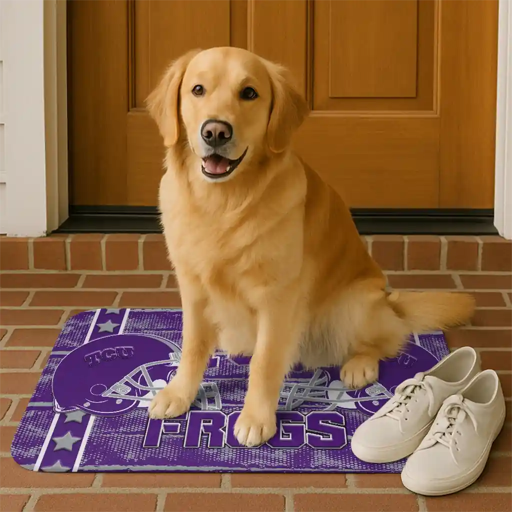 tcu-horned-frogs-helmet-illustration-purple-doormat-high-quality.webp