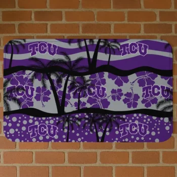 TCU Horned Frogs Palm Silhouette Purple Black Doormat