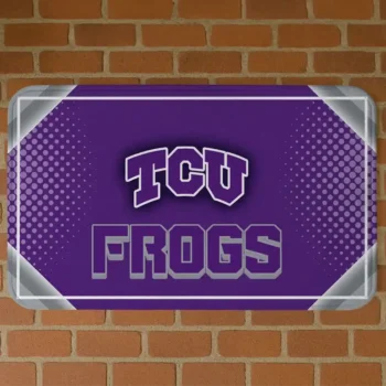 TCU Horned Frogs Silver Halftone Purple Doormat