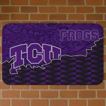 TCU Horned Frogs Tribal Detailing Purple Black Doormat