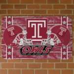 Temple Owls Helmet Illustration Red Doormat