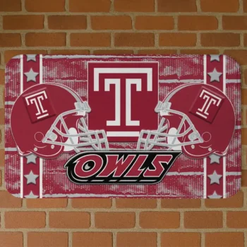 Temple Owls Helmet Illustration Red Doormat