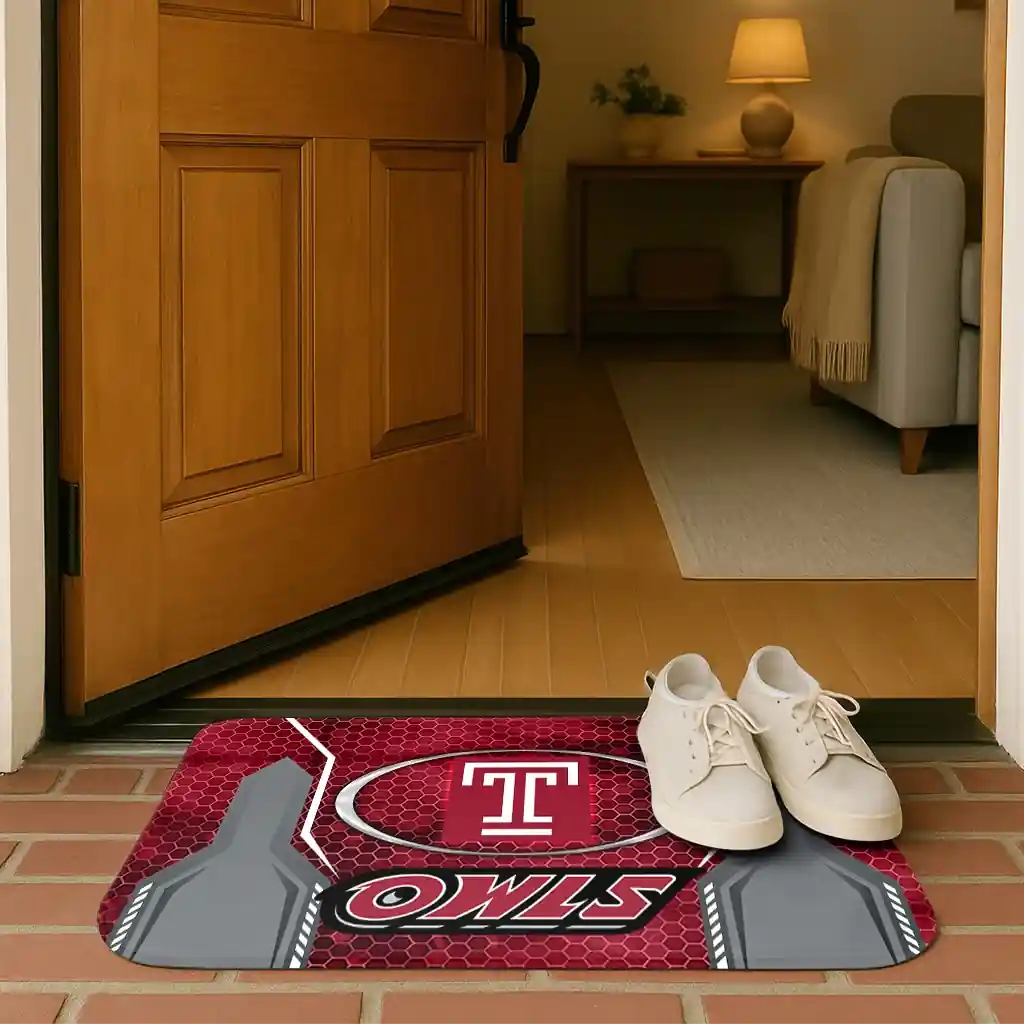 temple-owls-hexagon-oval-red-doormat-fashion-forward.webp