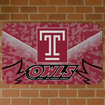 Temple Owls Layered Lines Red Doormat