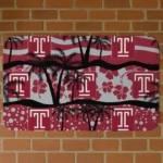 Temple Owls Palm Silhouette Red Black Doormat
