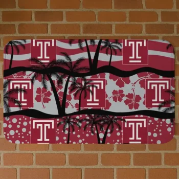 Temple Owls Palm Silhouette Red Black Doormat