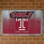 Temple Owls Pixel Blur Red Doormat
