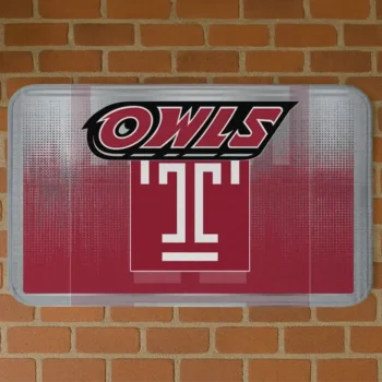 Temple Owls Pixel Blur Red Doormat
