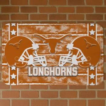 Texas Longhorns Helmet Illustration Orange Doormat
