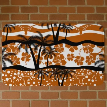 Texas Longhorns Palm Silhouette Orange Black Doormat