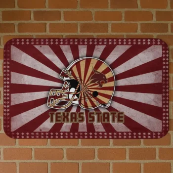 Texas State Bobcats Helmet Centerpiece Maroon Doormat