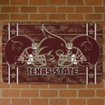 Texas State Bobcats Helmet Illustration Maroon Doormat