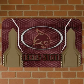 Texas State Bobcats Hexagon Oval Maroon Doormat