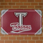Troy Trojans Silver Halftone Red Doormat