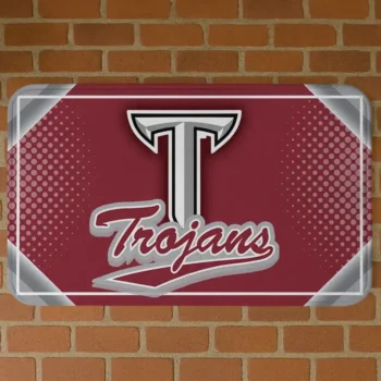 Troy Trojans Silver Halftone Red Doormat