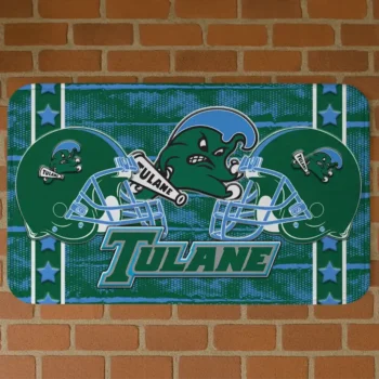 Tulane Green Wave Helmet Illustration Green Doormat