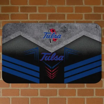 Tulsa Golden Hurricane Chevron Points Blue Black Doormat