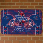 Tulsa Golden Hurricane Helmet Illustration Blue Doormat