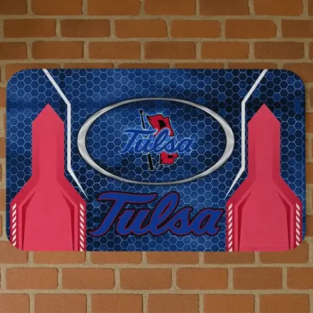Tulsa Golden Hurricane Hexagon Oval Blue Doormat