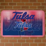 Tulsa Golden Hurricane Pixel Blur Blue Doormat