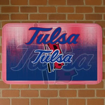 Tulsa Golden Hurricane Pixel Blur Blue Doormat