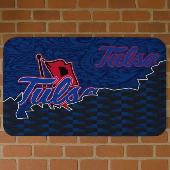 Tulsa Golden Hurricane Tribal Detailing Blue Black Doormat