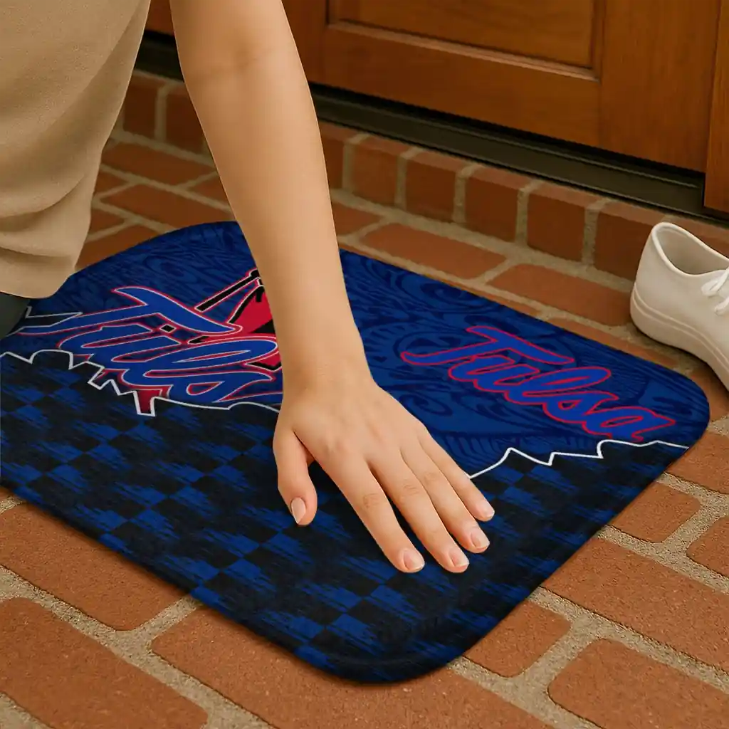 tulsa-golden-hurricane-tribal-detailing-blue-black-doormat-premium-grade.webp