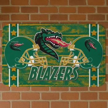 UAB Blazers Helmet Illustration Green Doormat