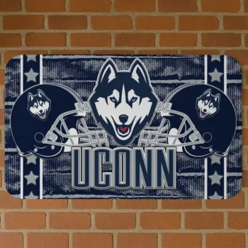 UConn Huskies Helmet Illustration Blue Doormat