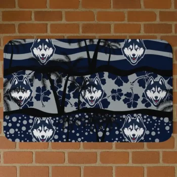 UConn Huskies Palm Silhouette Blue Black Doormat